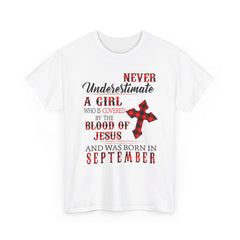 Never Underestimate A Girl Covered By The Blood Of Jesus And Born In October Shirt