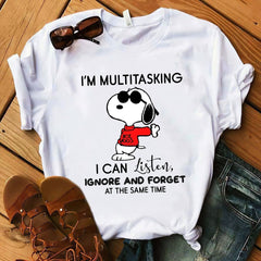 Snoopy Peanuts I'm Multitasking I Can Listen Ignore and Forget at The Same Time Shirt