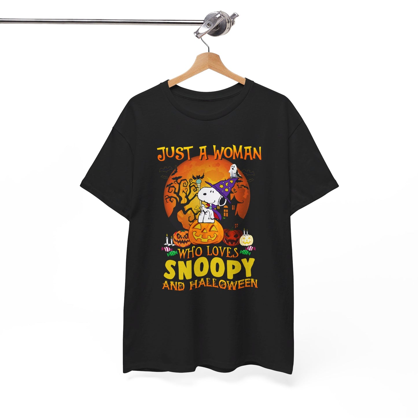 Just a woman who loves Snoopy and Halloween T Shirt