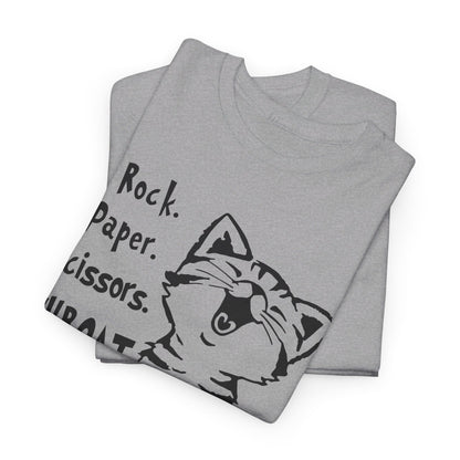 Rock paper scissors throat punch I win cat Shirt