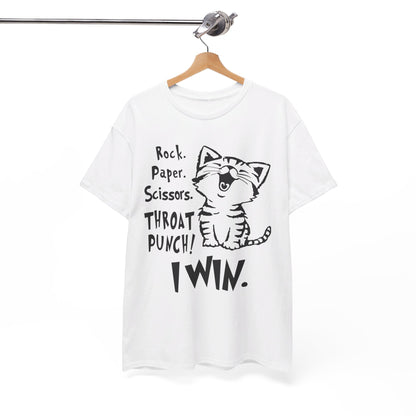 Rock paper scissors throat punch I win cat Shirt