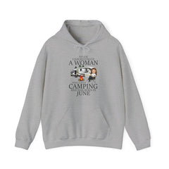 Never Underestimate A June Woman Who Loves Camping and was born in June Hoodie