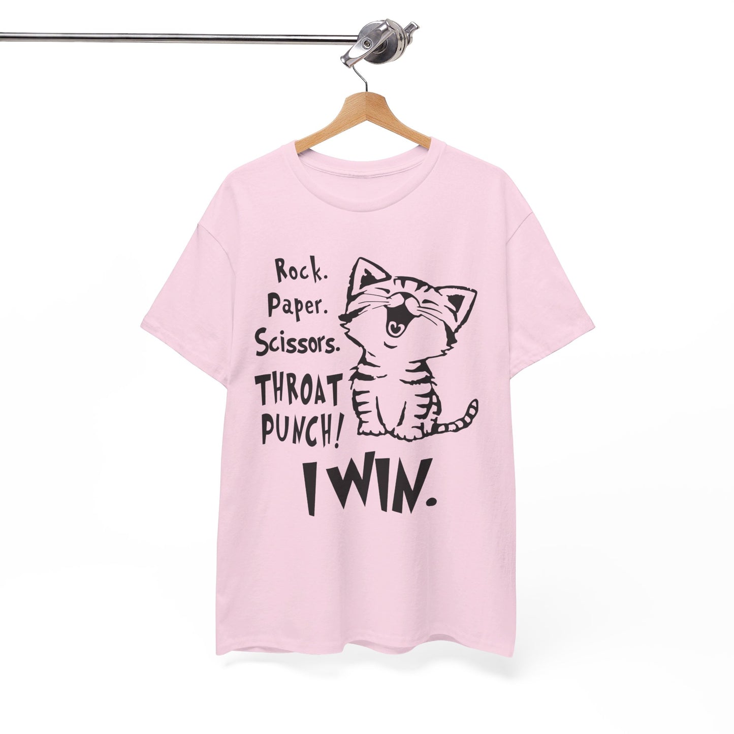 Rock paper scissors throat punch I win cat Shirt