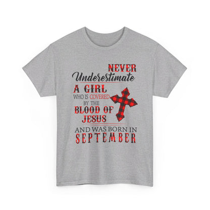 Never Underestimate A Girl Covered By The Blood Of Jesus And Born In October Shirt