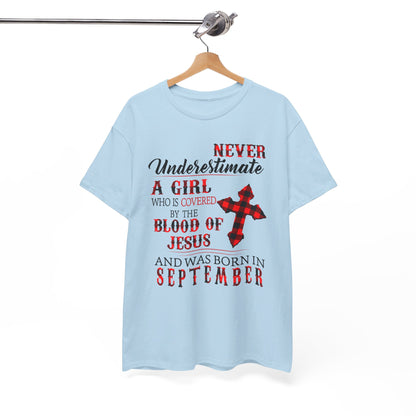 Never Underestimate A Girl Covered By The Blood Of Jesus And Born In October Shirt