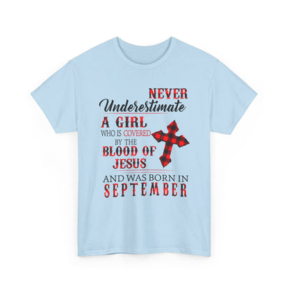 Never Underestimate A Girl Covered By The Blood Of Jesus And Born In October Shirt