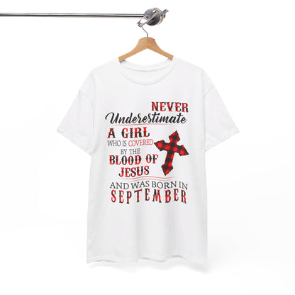 Never Underestimate A Girl Covered By The Blood Of Jesus And Born In October Shirt