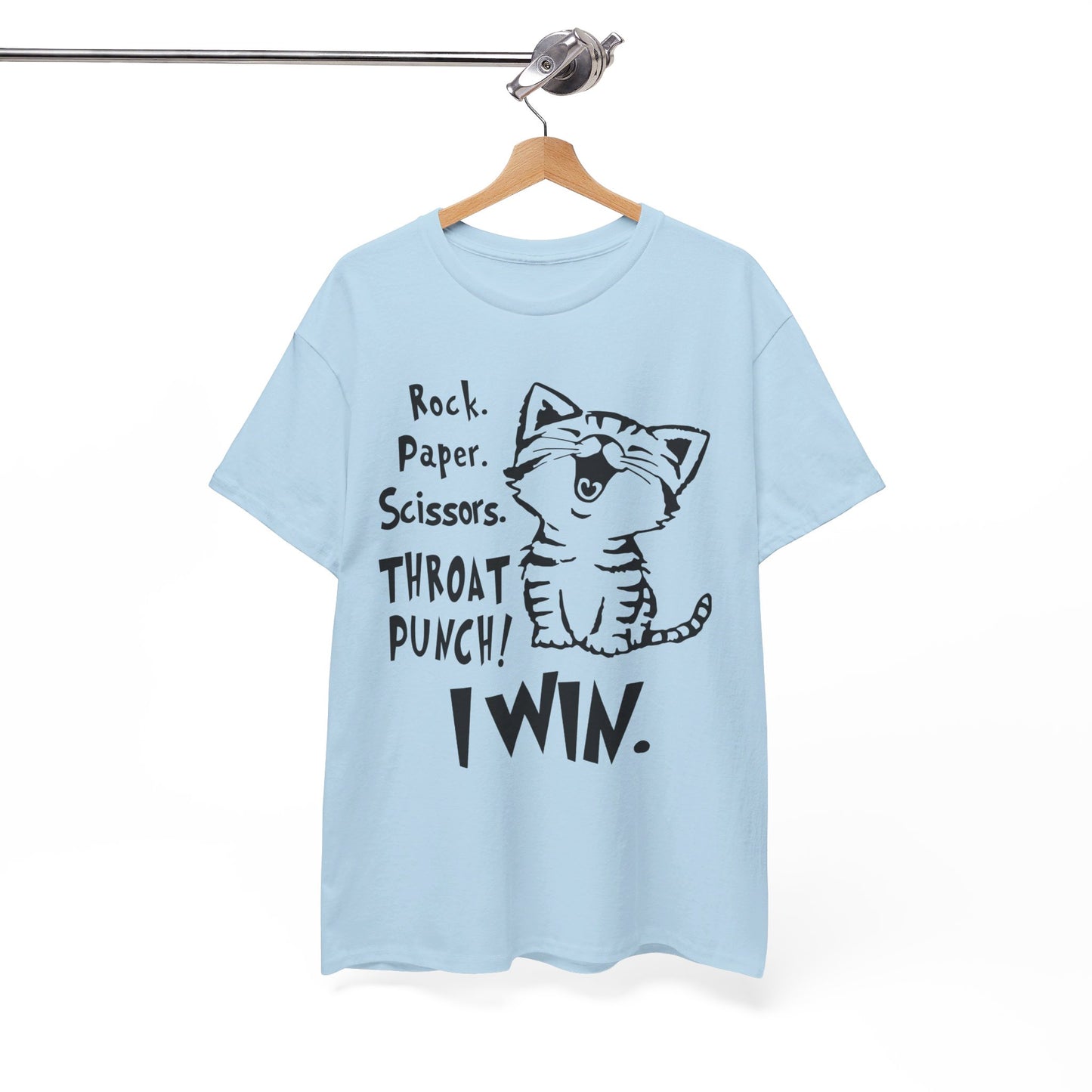 Rock paper scissors throat punch I win cat Shirt