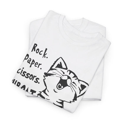 Rock paper scissors throat punch I win cat Shirt