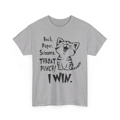 Rock paper scissors throat punch I win cat Shirt