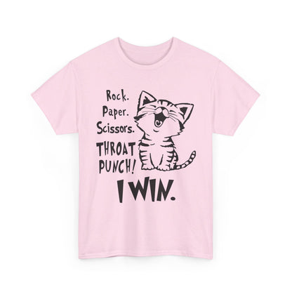 Rock paper scissors throat punch I win cat Shirt