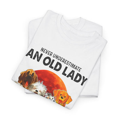 Never Underestimate An Old Lady Who Loves Dogs And Was Born In August Shirt