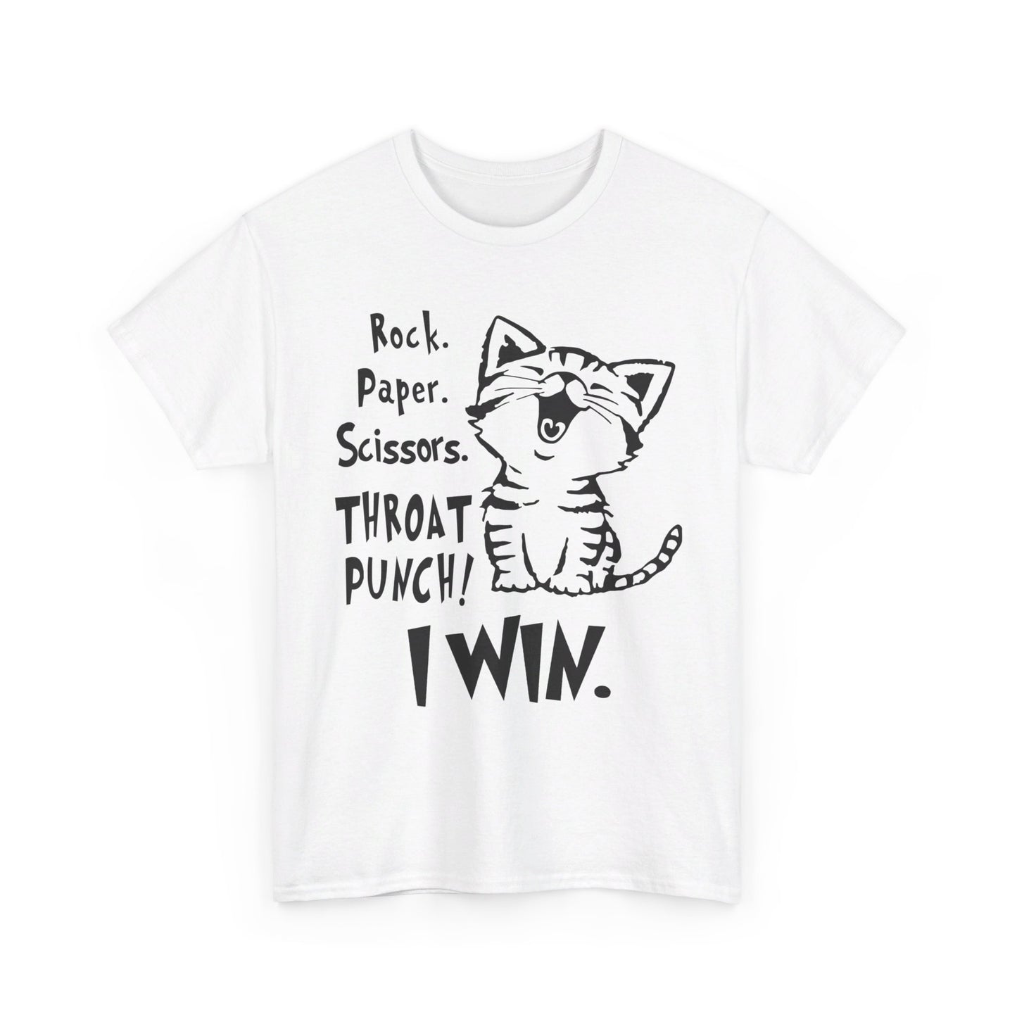 Rock paper scissors throat punch I win cat Shirt