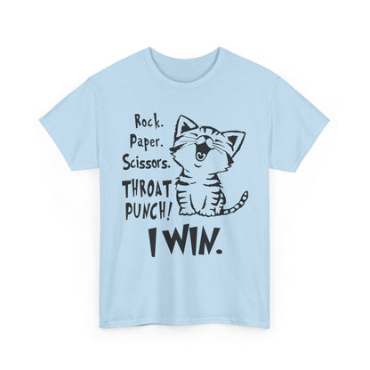 Rock paper scissors throat punch I win cat Shirt