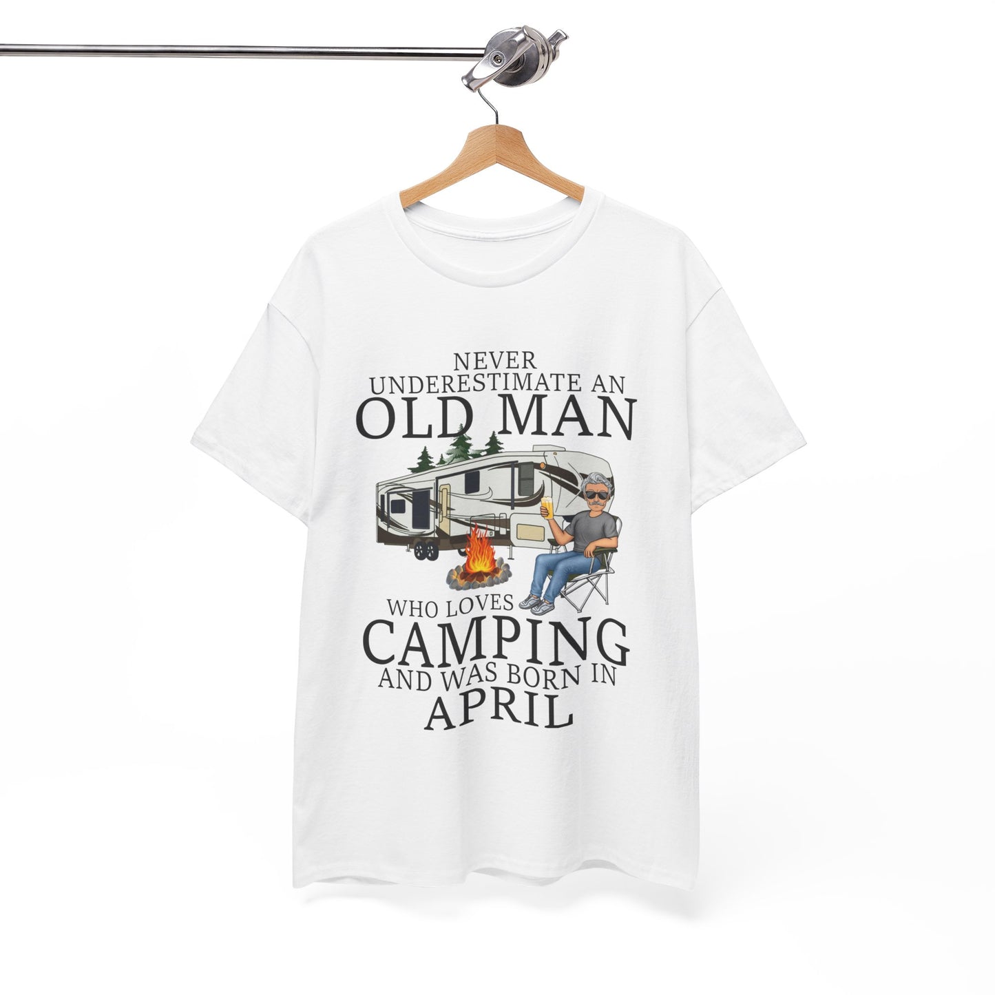 Never Underestimate An April Old Man Who Loves Camping Shirt