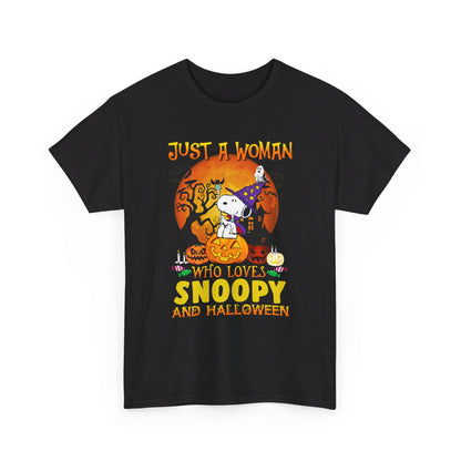 Just a woman who loves Snoopy and Halloween T Shirt