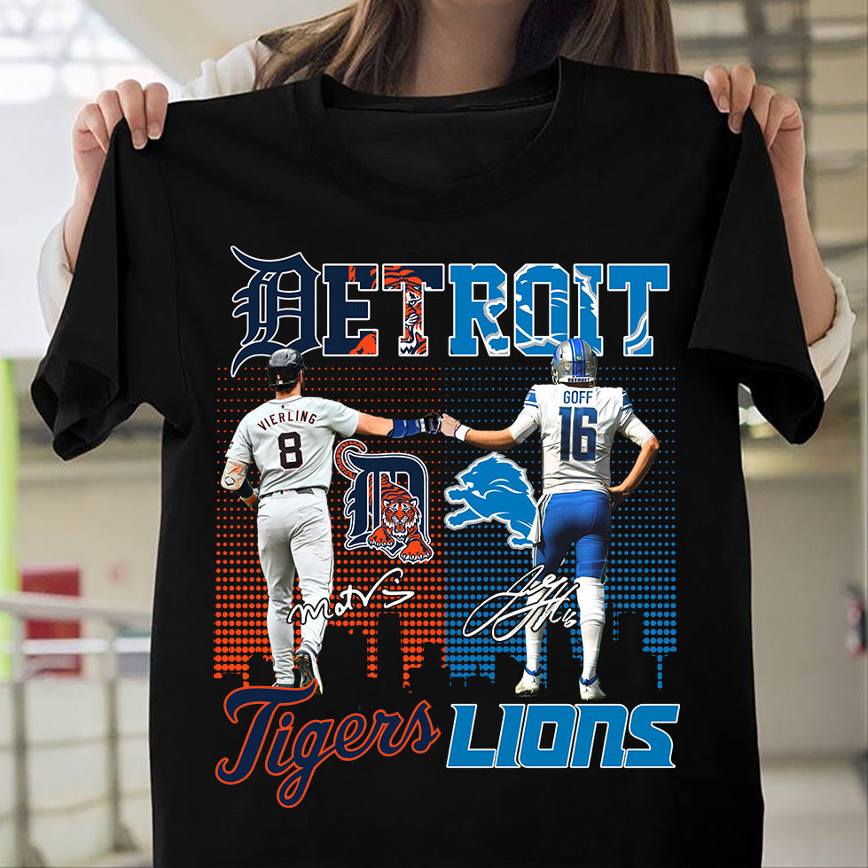 Detroit Tigers Vierling And Detroit Lions Goff shirt