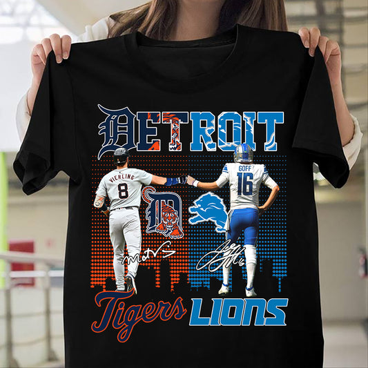 Detroit Tigers Vierling And Detroit Lions Goff shirt