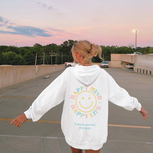 Happy Mind Happy Life Smiley Face Hoodie