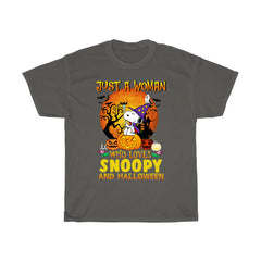 Just a woman who loves Snoopy and Halloween T-Shirt