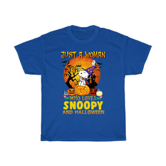 Just a woman who loves Snoopy and Halloween T-Shirt