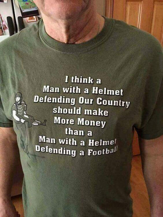 Gift for veterans - A Man With A Helmet Defending Our Country T Shirt