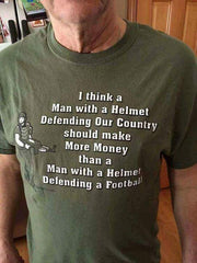 Gift for veterans - A Man With A Helmet Defending Our Country T Shirt