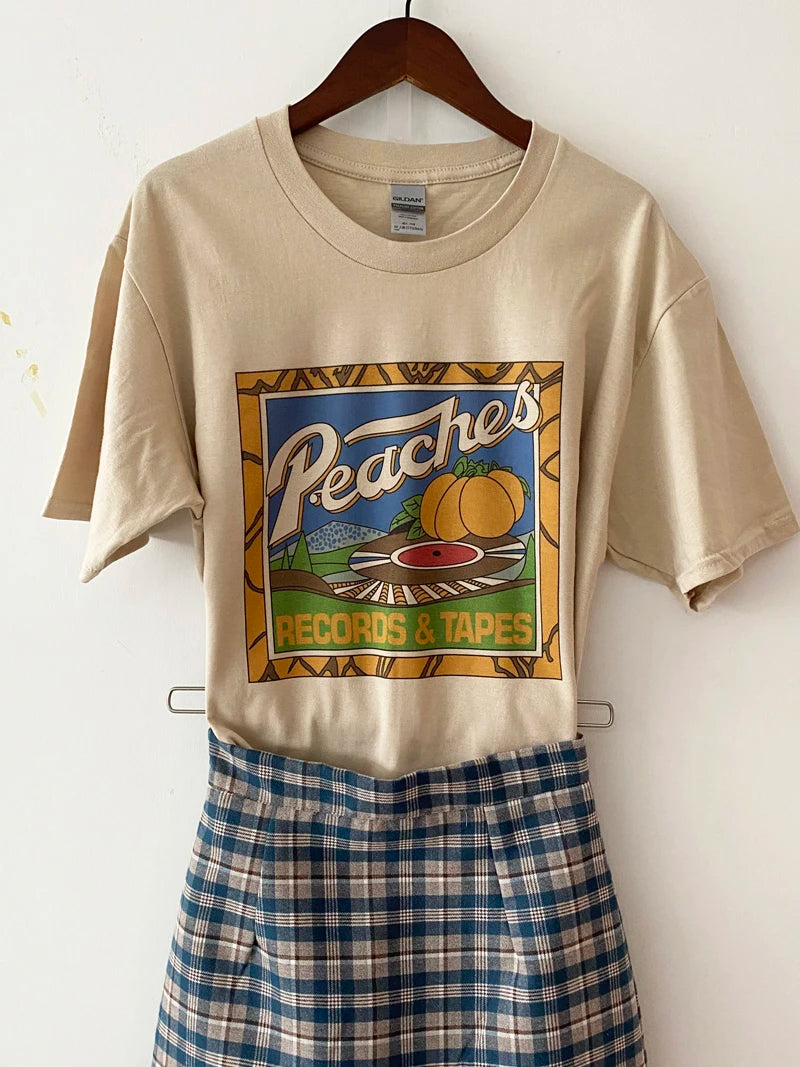 Vintage Peaches Records And Tapes Tshirt