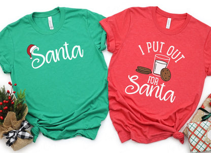 Christmas Couples Shirts, I Put Out for Santa Matching Christmas Shirts