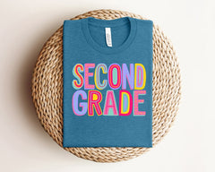 Second Grade Rainbow Back To School  Shirt