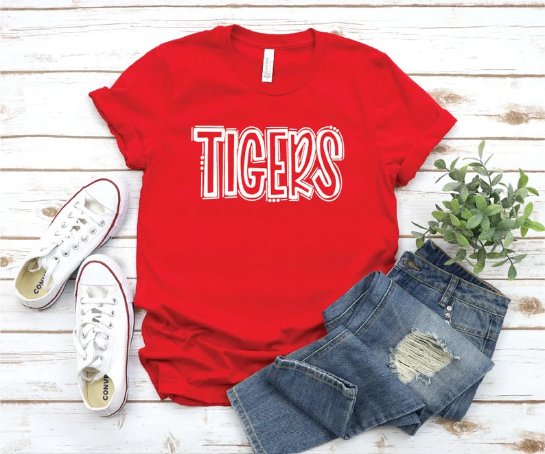 Tiger School Mascot Shirt, School Team Shirt, Favorite Team Shirt, Tiger Team Mascot Shirt, Tigers School Spirit Tee, Custom Mascot Shirts,