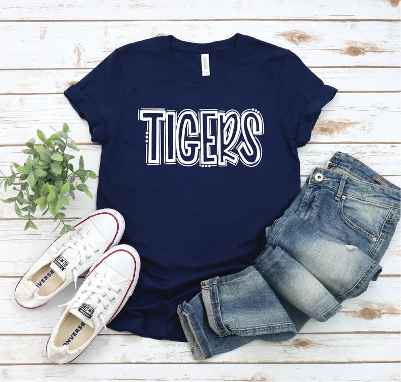 Tiger School Mascot Shirt, School Team Shirt, Favorite Team Shirt, Tiger Team Mascot Shirt, Tigers School Spirit Tee, Custom Mascot Shirts,